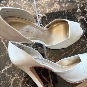 Aldo White Patent D'Orsay Open-Toe Stiletto Heels